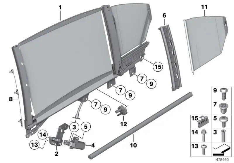 BMW Sonnenschutzrollo Tür hinten rechts F01 F04 51359168844