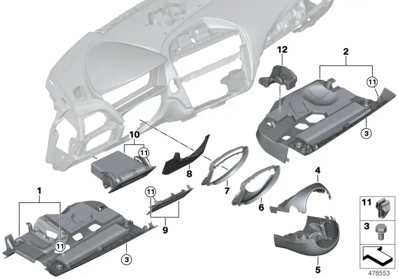 BMW Verkleidung Fussraum Beifahrer F20 F21 F22 F23 F87 F87N 51459