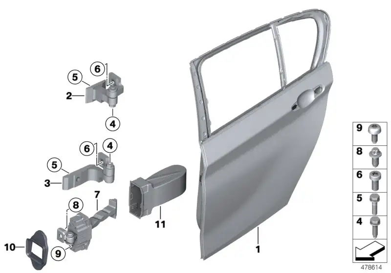 BMW Türscharnier hinten oben links F20 F30 F31 F34 F36 F39 F44 F4