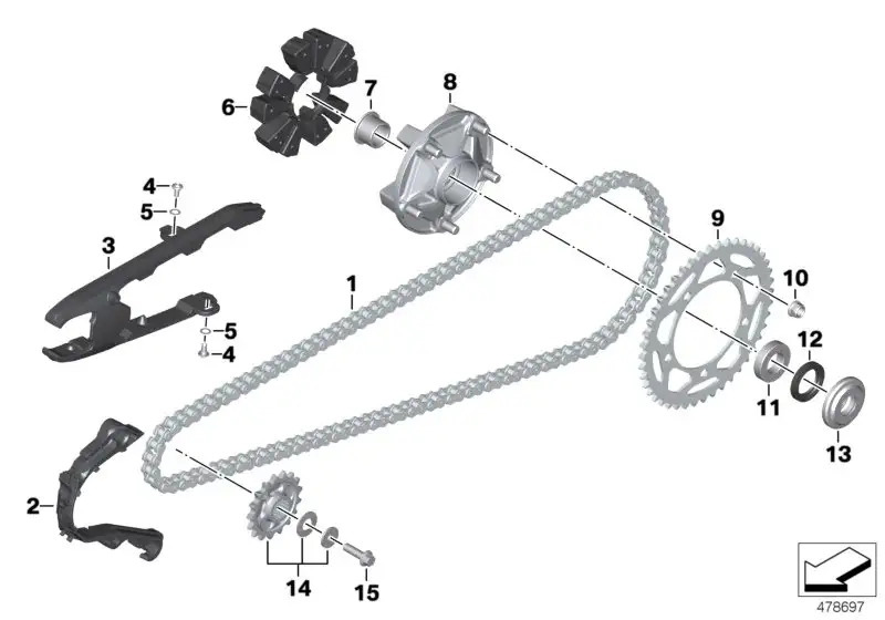 BMW Satz Kettenrad K80 K81 K82 23008404494