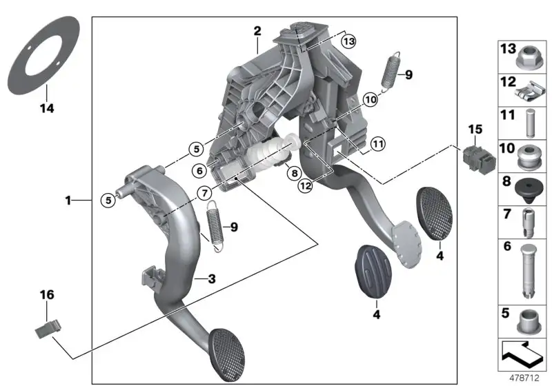 BMW Fusshebelwerk komplett F54 F55 F56 F57 F60 35006870822