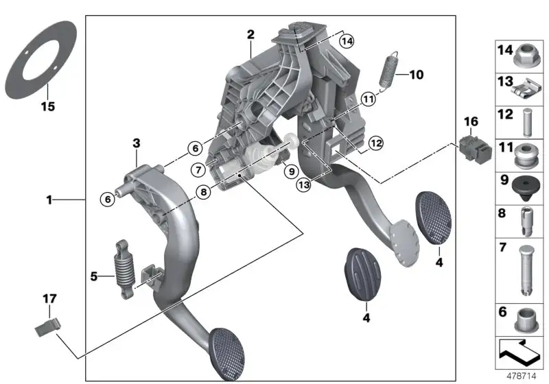 BMW Fusshebelwerk komplett F54 F55 F56 F57 F60 35006870827