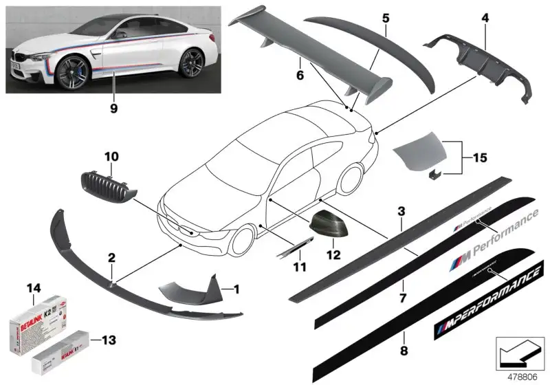 BMW Bohrschablone F82 01292446139 - 4er F82