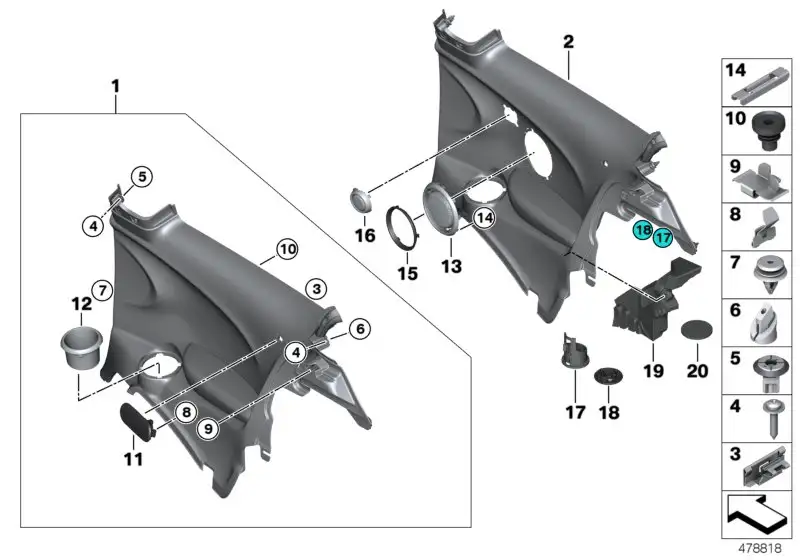 BMW Seitenverkleidung HiFi hinten rechts F56 F56E 51437410574 - M