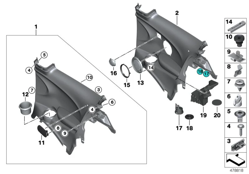 BMW Spreizmutter F06 F12 F13 F20 F21 F22 F23 F30 F31 F32 F33 F34 F36 F39 F44 F48 F80 F82 F83 F87 F87N F91 F92 F93 F95 F96 F97 F98 G01 G02 G05 G06 G07 G11 G12 G14 G15 G16 G29 M40i I01 I12 I15 F54 F55 F56 F56E F57 F60 07147265039