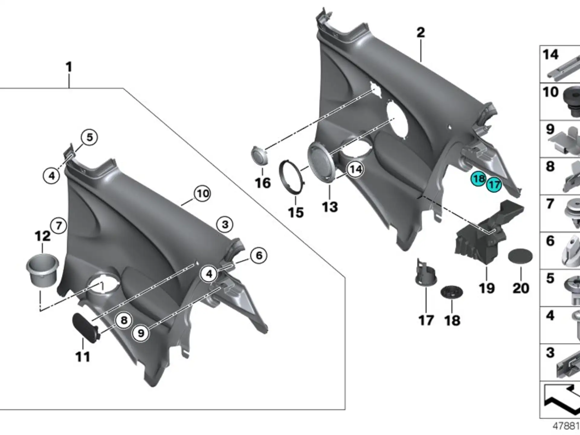BMW Spreizmutter F06 F12 F13 F20 F21 F22 F23 F30 F31 F32 F33 F34 F36 F39 F44 F48 F80 F82 F83 F87 F87N F91 F92 F93 F95 F96 F97 F98 G01 G02 G05 G06 G07 G11 G12 G14 G15 G16 G29 M40i I01 I12 I15 F54 F55 F56 F56E F57 F60 07147265039