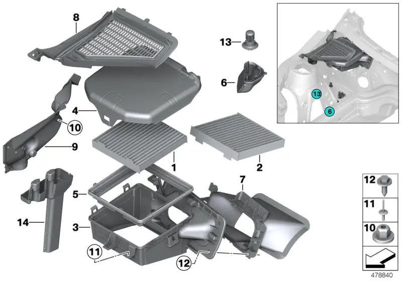 BMW Abdeckung links F25 F26 64319184004
