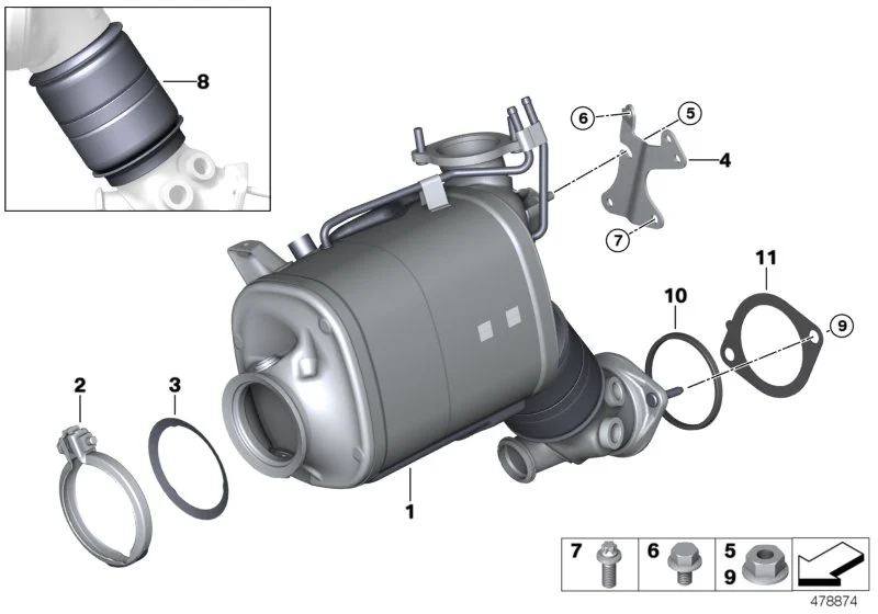 BMW RP Dieselpartikelfilter G14 G15 G16 G30 G31 G32 18328580685
