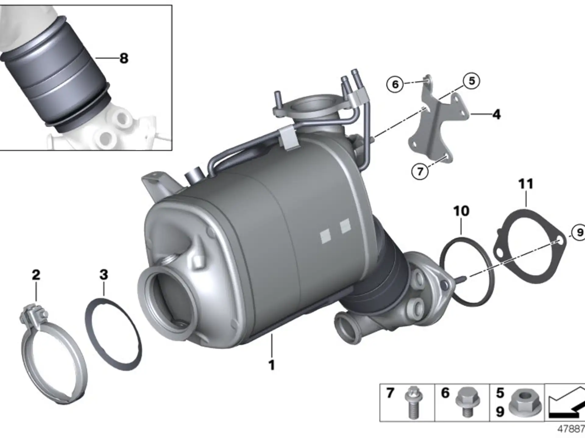 BMW Flachdichtung F30 F31 F32 F33 F34 F36 G01 G02 G05 G06 G07 G11 G12 G20 G21 G30 G31 G32 18308584100