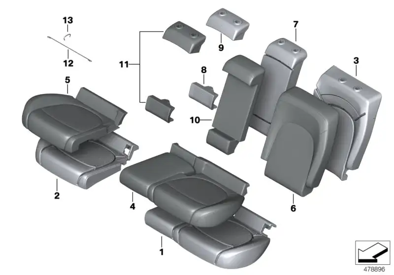BMW Schaumteil Sitz rechts 52207389750 - Bildposition 02