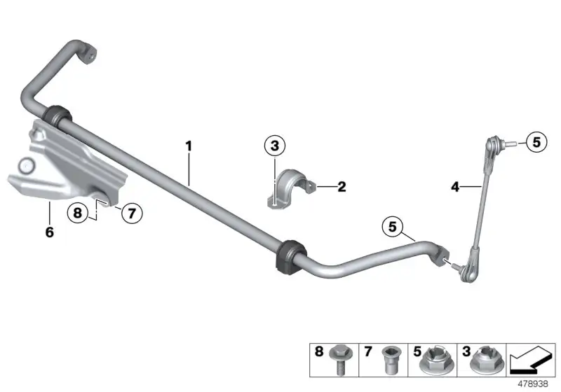 BMW Stabilisator mit Gummilager vorn F31 F32 F33 F34 F36 31306869