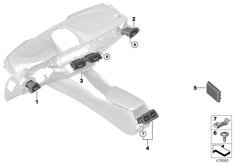 BMW Frischluftgrill Fahrerseite G30 G31 G32 64229329543