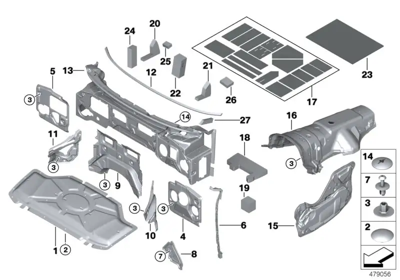 BMW Schallisolierung Frontklappe F15 F16 F85 F86 51487284629 - X5