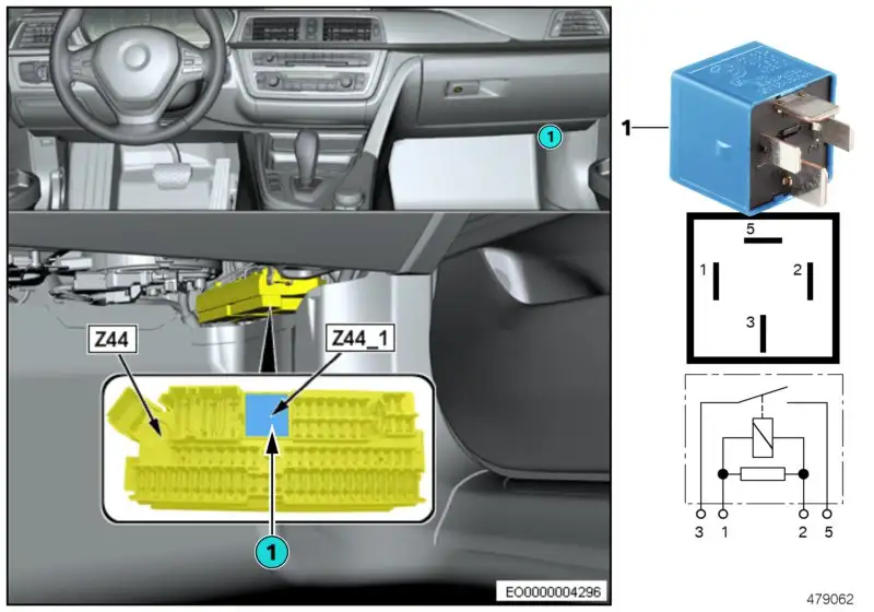BMW Relais Schliesser himmelblau 61369367693 - Bildposition 01
