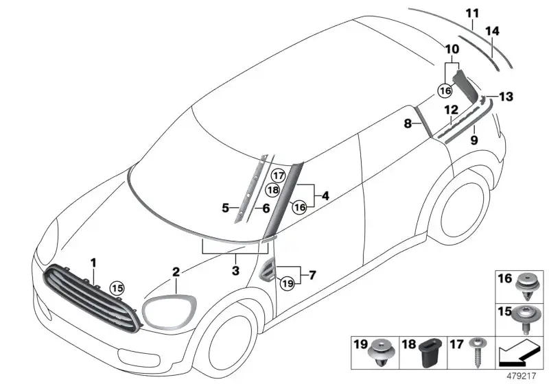 BMW Abdeckung A-Säule links F60 51137424159 - Bildposition 06
