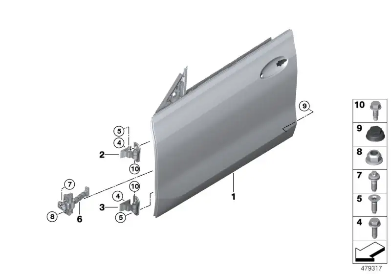 BMW Tür Aluminium vorne rechts G32 41007482646 - Bildposition 01