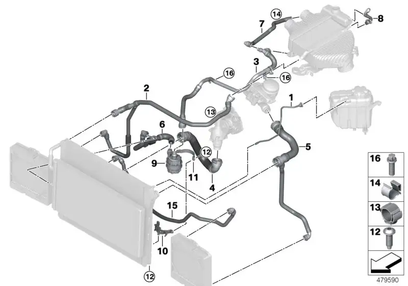 BMW Schlauch Kühler-Motor F80 F82 F83 11537848501 - 3er, 4er, M4