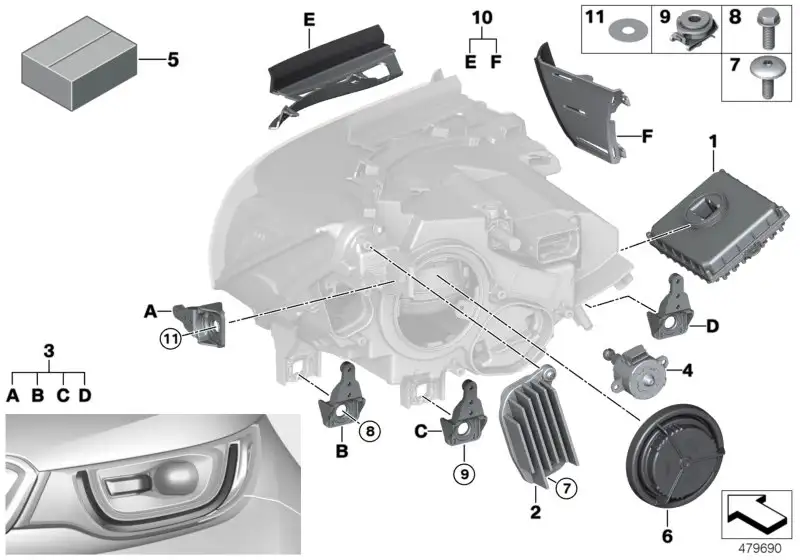 BMW Satz Halter Scheinwerfer I01 63117367757 - Bildposition 03