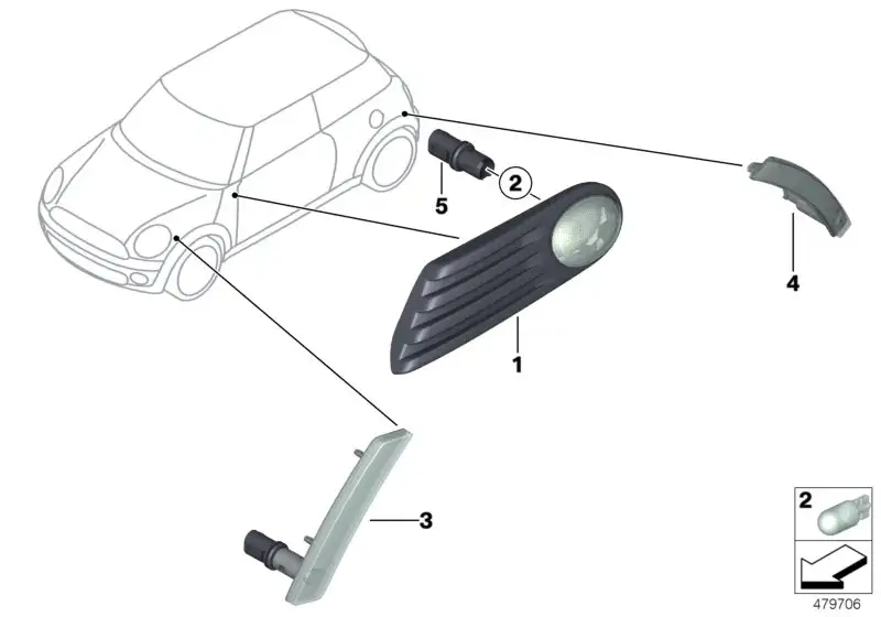 BMW Zusatzblinkleuchte rechts R55 R56 R57 R58 R59 63137268882 - B