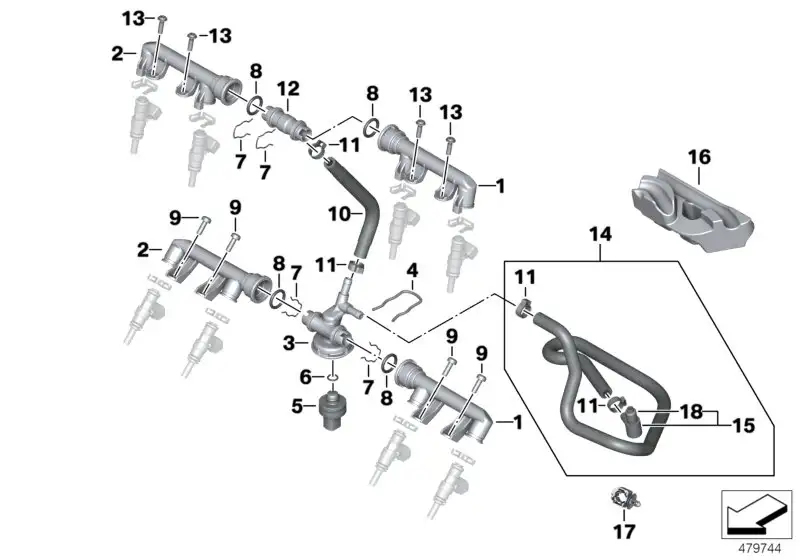 BMW Abstützung Kraftstoffschlauch K42 K46 K47 13537708944 - Bildp