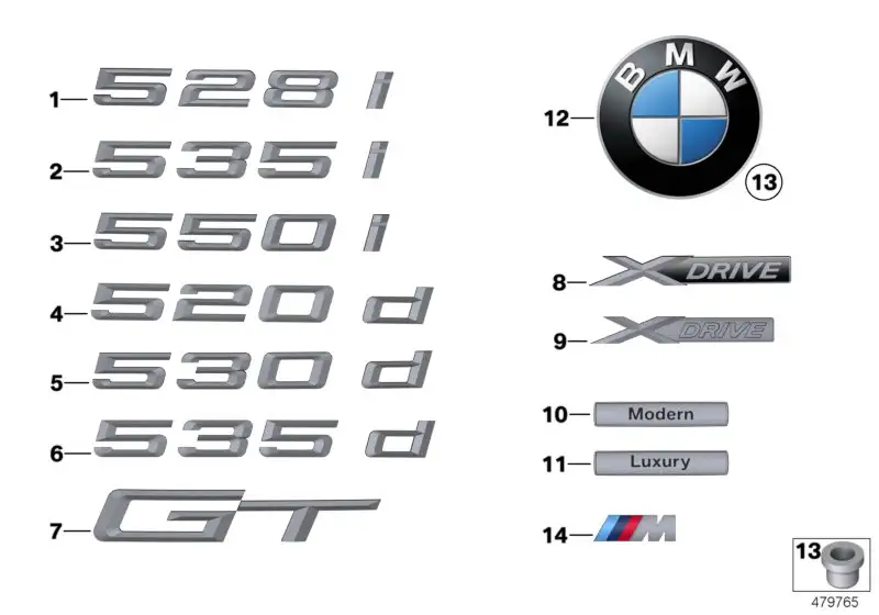 BMW Emblem mit Sockel F07 51147336450