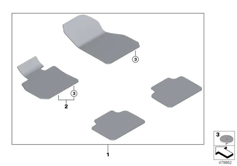 BMW Fussmatte Fahrerseite F60 51477444889 - Bildposition 02