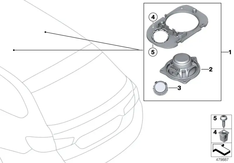 BMW Lautsprecherträger Top-Hifi rechts 65136809384 - Bildposition