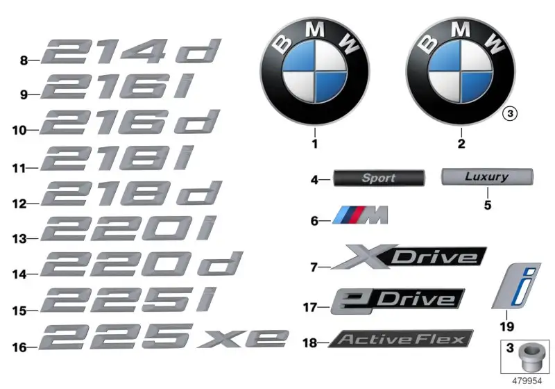 BMW Schriftzug seitlich F07 F10 F11 F31 F32 F33 F34 F36 F45 F46 5