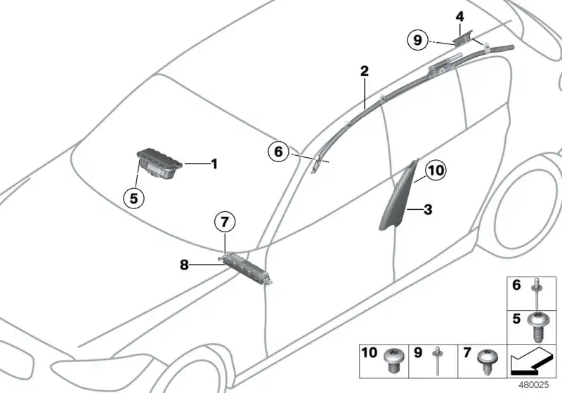 BMW Kopfairbag rechts F34 72127272748 - 3er F34