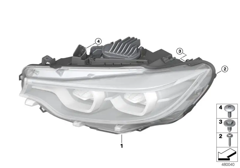 BMW Scheinwerfer LED AHL rechts 63117478160 - Bildposition 01