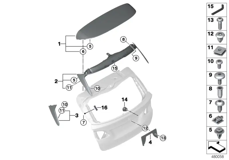 BMW Blende Heckklappe F45 51627348578