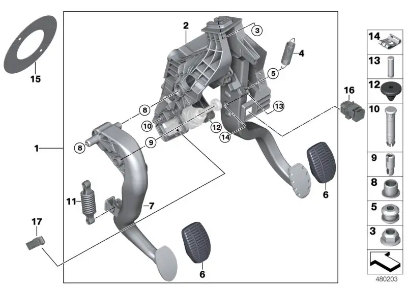 BMW Pedalüberzug F39 F20 F44 F45 F46 F48 35206860691 - Bildpositi