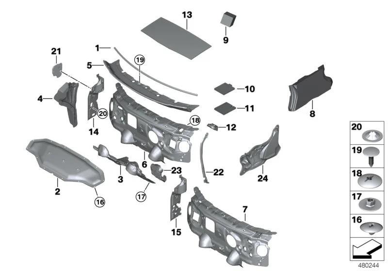 BMW Schallisolierung Frontklappe F45 F46 51487298866