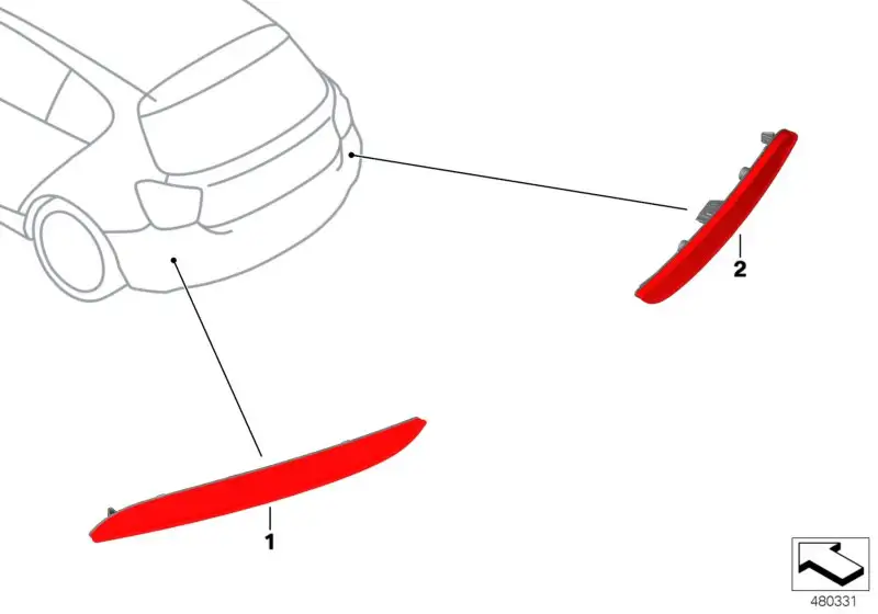 BMW Rückstrahler Rechts F20 F21 63147363787 - Bildposition 02