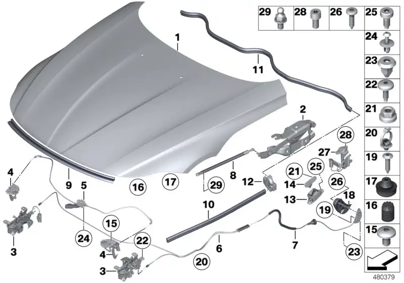 BMW Schloss Frontklappe m. Microsch. rechts E89 51237207225