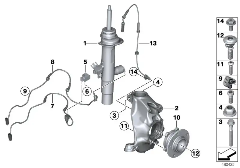BMW Federbein vorn links 37106850267 - Bildposition 01