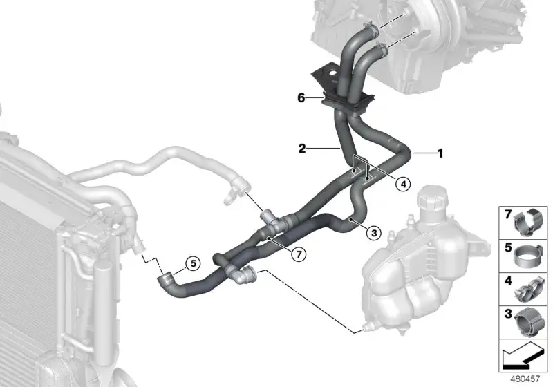 BMW Kühlmittelschlauch Rücklauf F39 F20 F44 F45 F46 F48 F54 F55 F