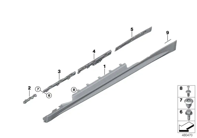 BMW Schwellerverkleidung grundiert links F32 F33 51778060847 - 4e