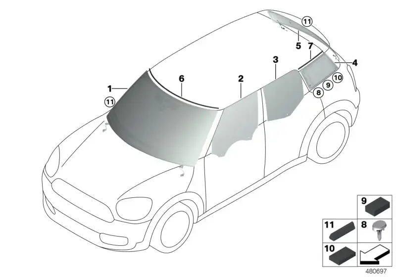 BMW Frontscheibe grün F60 51317380734