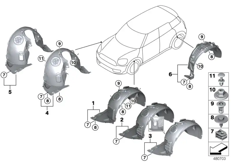 BMW Abdeckung Radhaus vorne links F60 51717387865 - MINI F60
