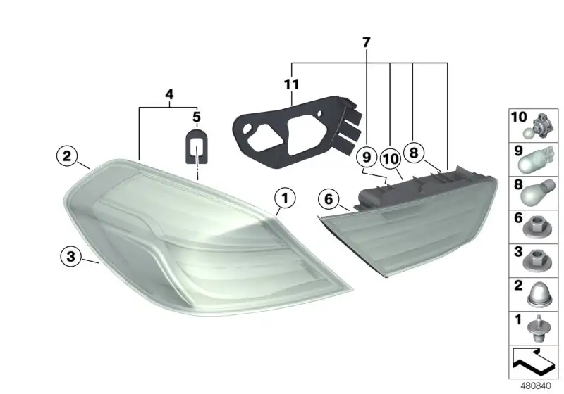 BMW Heckleuchte Seitenwand links 63217210577 - Bildposition 04