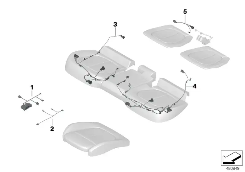 BMW Kabelsatz 2. Sitzreihe F46 F48 61129384868