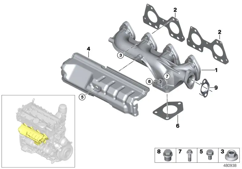 BMW Abgaskrümmer E60 E61 E81 E82 E83 E84 E87 E88 E90 E91 E92 E93