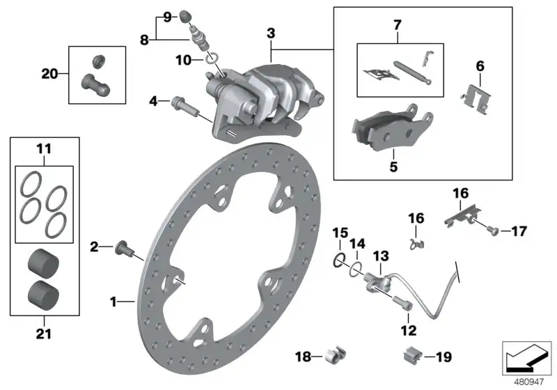BMW Bremssattel hinten K21 K22 K23 K25 K27 K28 K29 K32 K33 342176