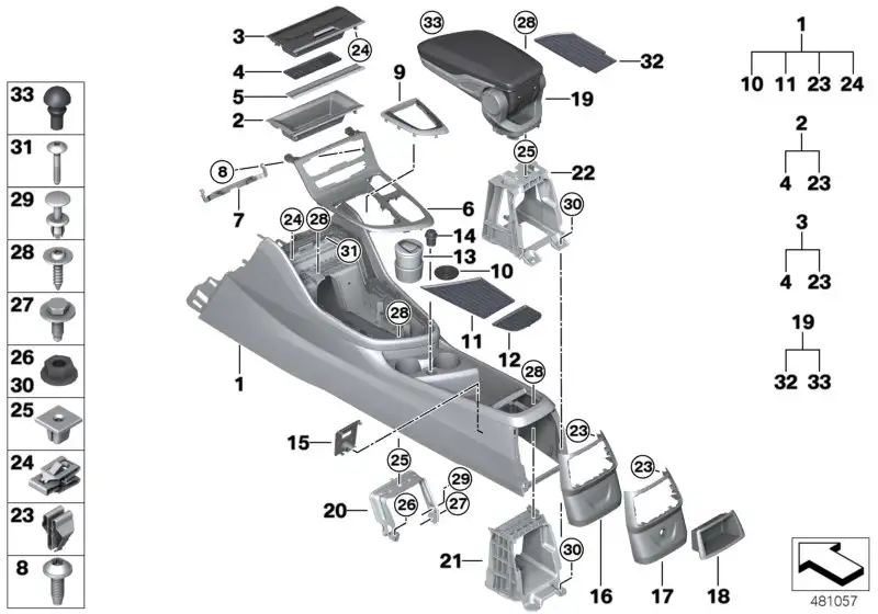 BMW Abdeckung Gangwahlhebel F45 F46 51169263414