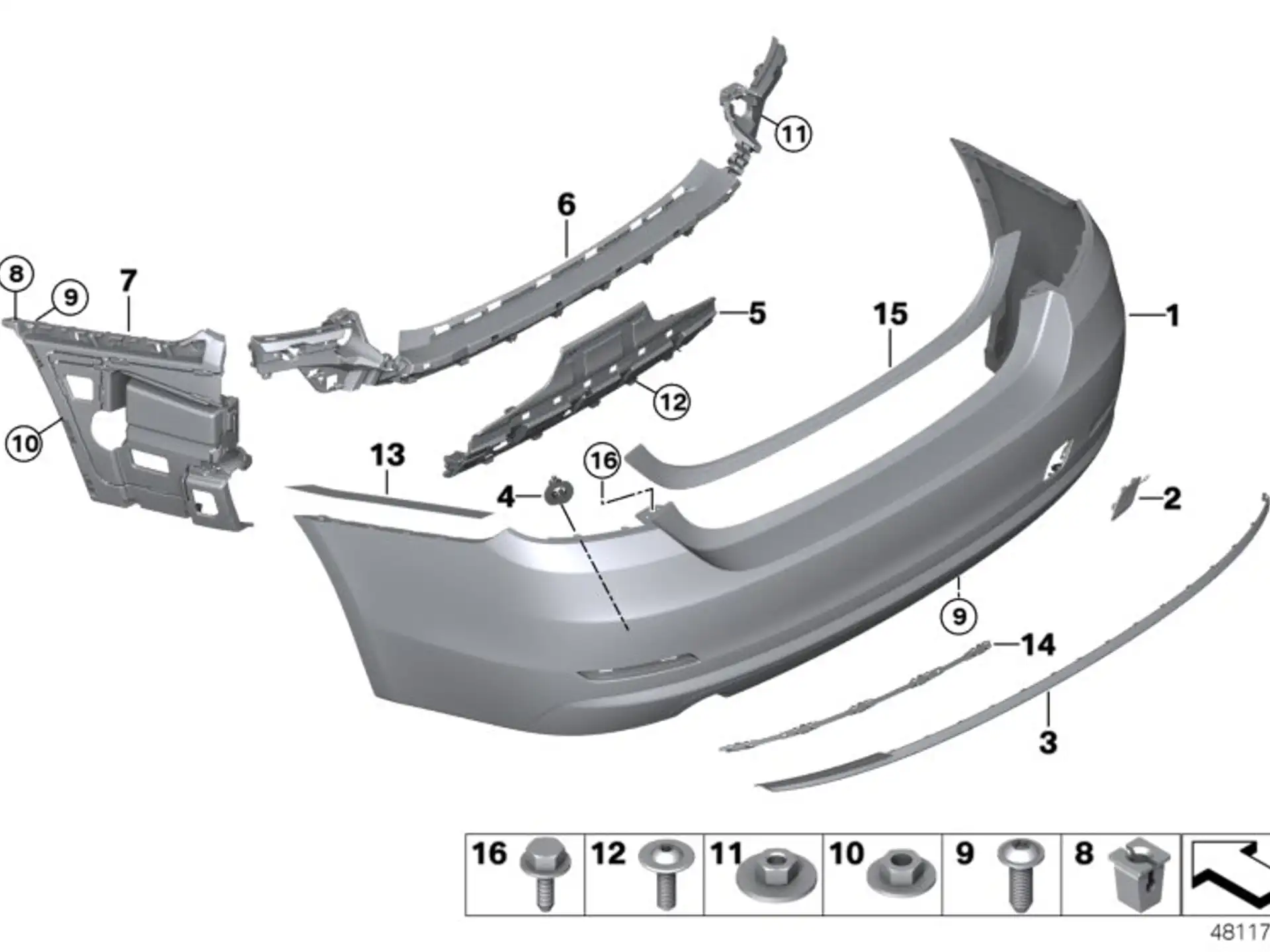 BMW Halteleiste Zierleiste hinten links F32 F33 F36 51127358075