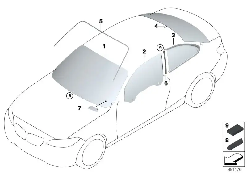 BMW Seitenscheibe hinten rechts 51377404200 - Bildposition 03