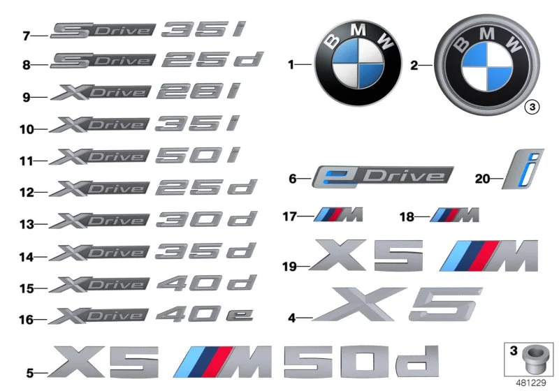BMW Plakette Heckklappe F15 F16 F85 F86 51147294465