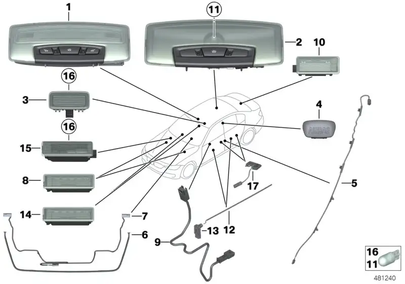 BMW Innenleuchte hinten F20 F21 F22 F23 F30 F31 F32 F33 F34 F36 6