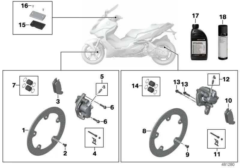 BMW Satz Befestigungsteile Bremsbeläge K17 K18 K19 34118524943 -